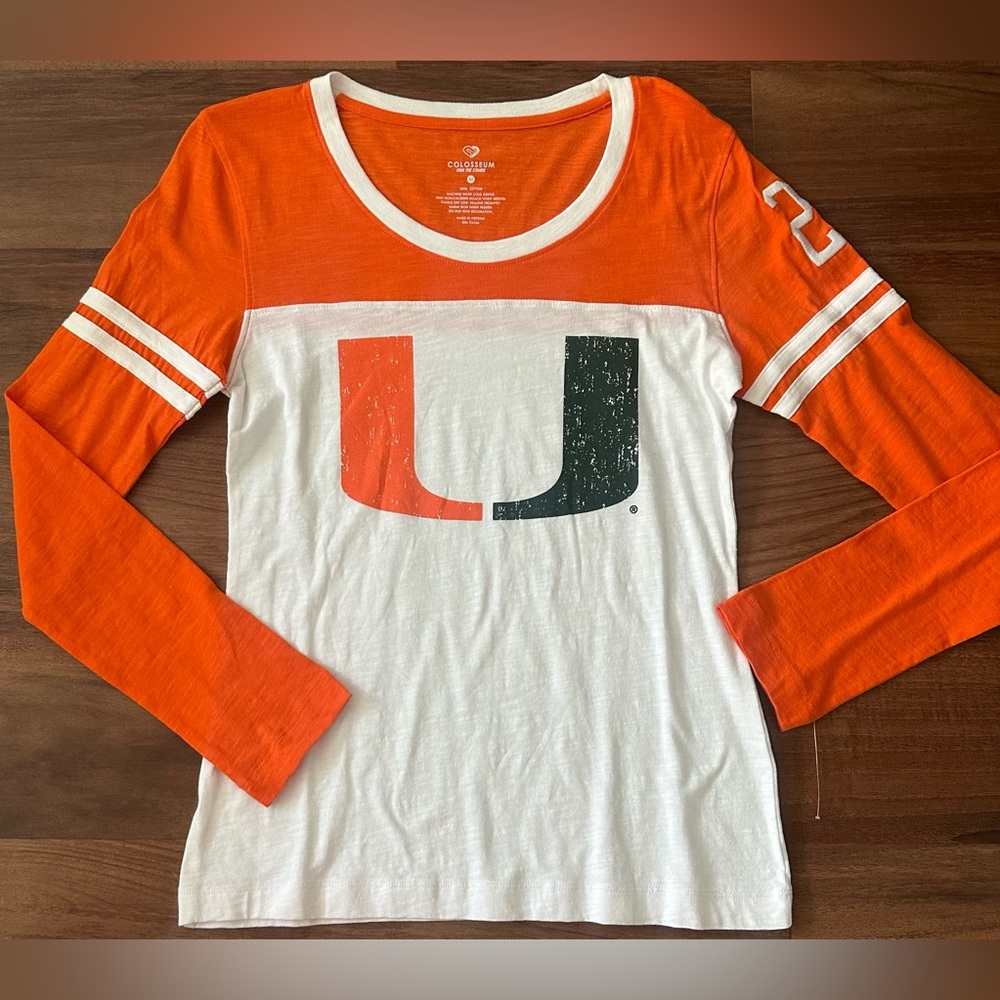Colosseum Miami Hurricanes Long Sleeve Shirt, Medium